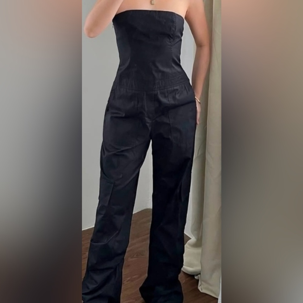Women's Black Zara cargo jumpsuit